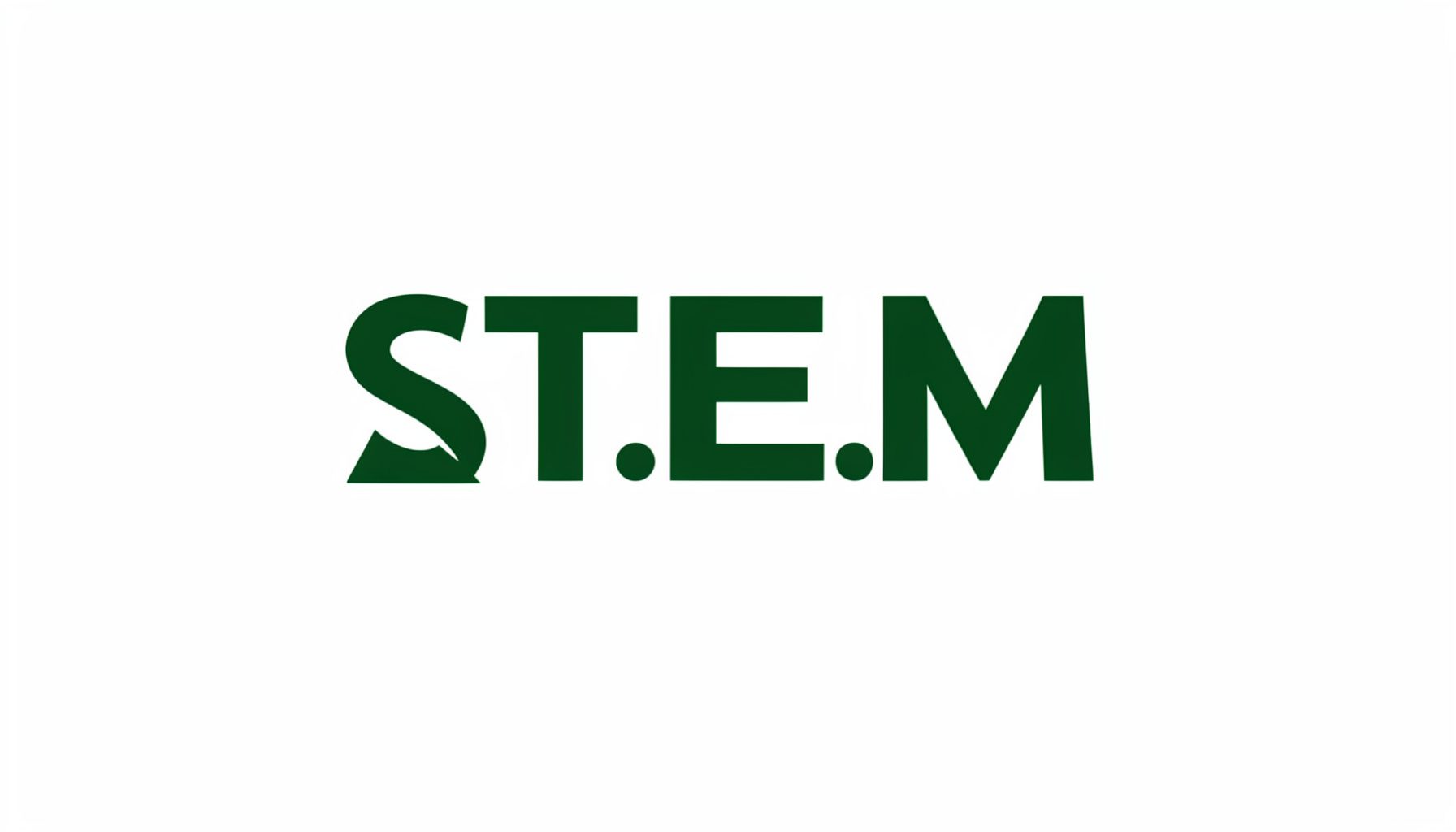 S.T.E.M. Curiosity logo in deep forest green on a clean white background, simple and modern