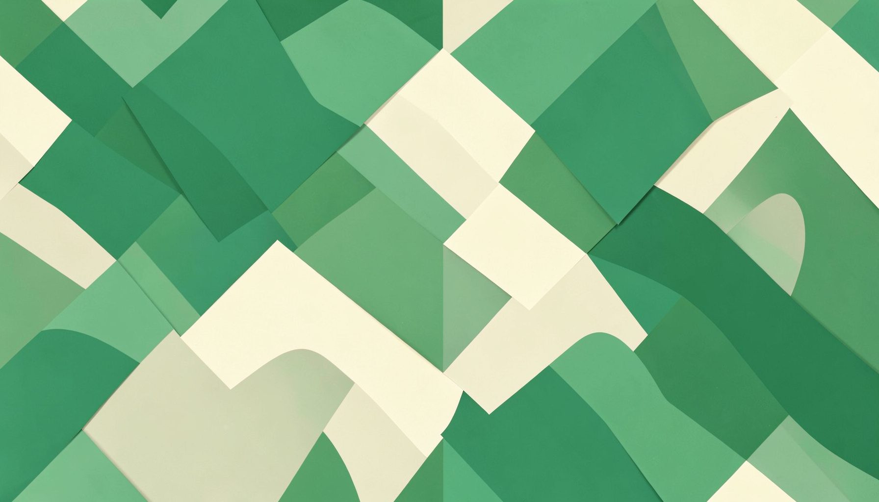 Abstract geometric pattern in layered greens and soft cream tones, evoking curiosity and structured learning